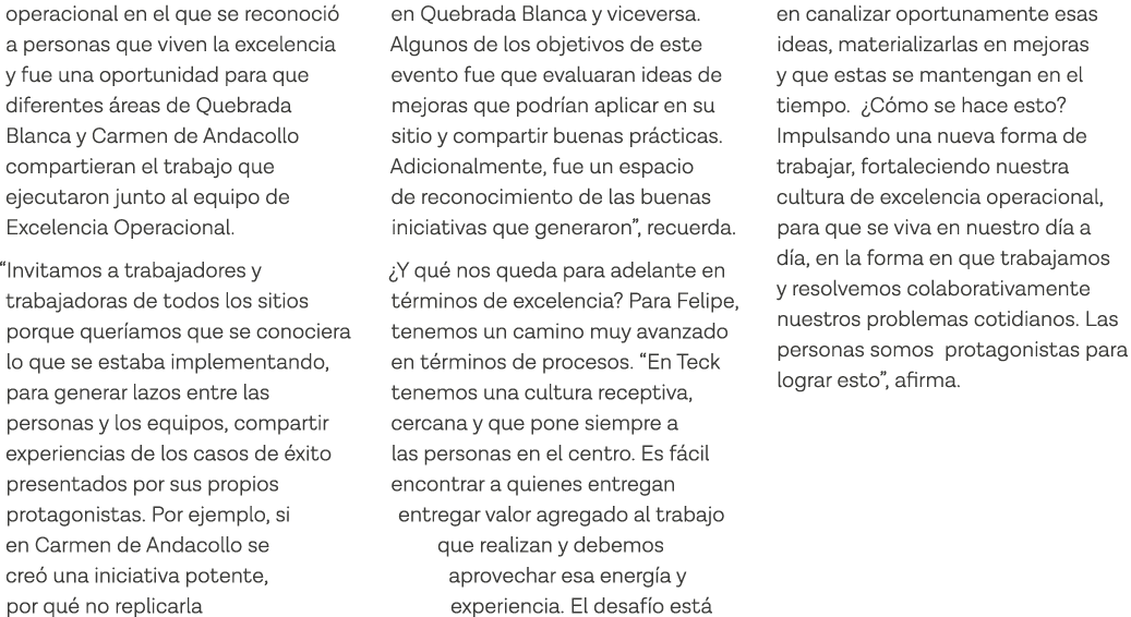 operacional en el que se reconoció a personas que viven la excelencia y fue una oportunidad para que diferentes áreas   