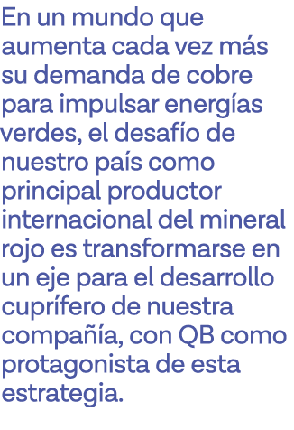 En un mundo que aumenta cada vez más su demanda de cobre para impulsar energías verdes, el desafío de nuestro país co   