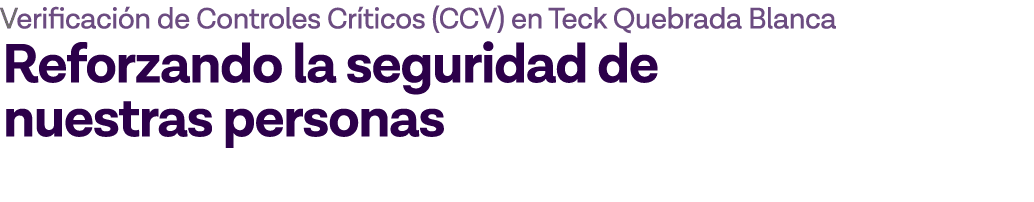 Verificación de Controles Críticos (CCV) en Teck Quebrada Blanca Reforzando la seguridad de nuestras personas