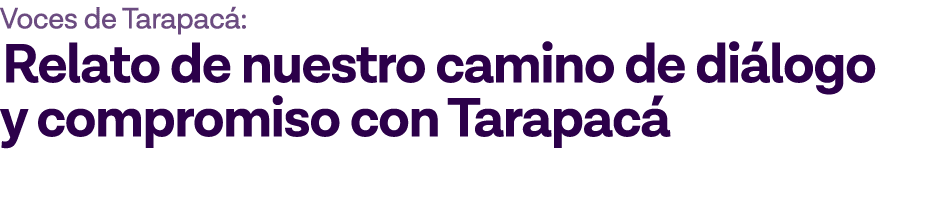 Voces de Tarapacá: Relato de nuestro camino de diálogo y compromiso con Tarapacá 