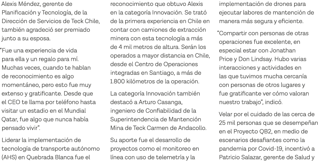 Alexis Méndez, gerente de Planificación y Tecnología, de la Dirección de Servicios de Teck Chile, también agradeció s   