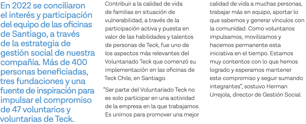 En 2022 se conciliaron el interés y participación del equipo de las oficinas de Santiago, a través de la estrategia d   