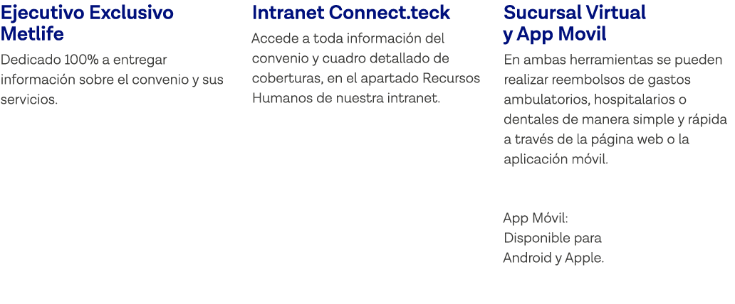 Ejecutivo Exclusivo Metlife Dedicado 100% a entregar información sobre el convenio y sus servicios  vidaysalud teck c   