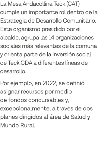 La Mesa Andacollina Teck (CAT) cumple un importante rol dentro de la Estrategia de Desarrollo Comunitario  Este organ   