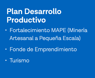 Plan Desarrollo Productivo   Fortalecimiento MAPE (Minería Artesanal a Pequeña Escala)   Fonde de Emprendimiento   Tu   