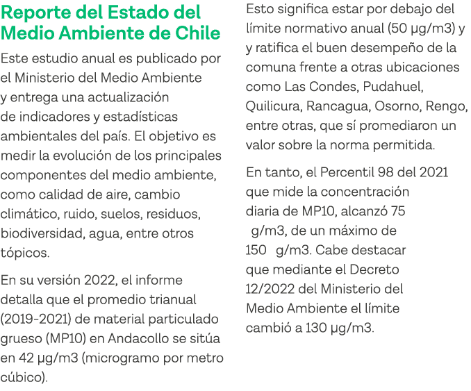 Reporte del Estado del Medio Ambiente de Chile Este estudio anual es publicado por el Ministerio del Medio Ambiente y   