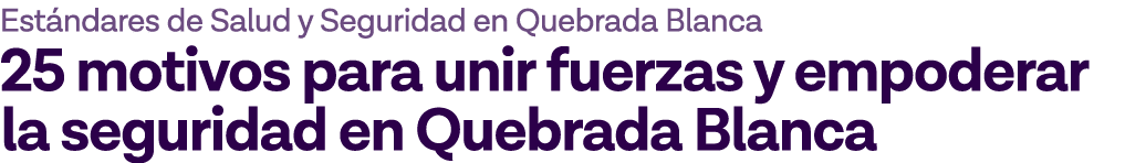 Estándares de Salud y Seguridad en Quebrada Blanca 25 motivos para unir fuerzas y empoderar la seguridad en Quebrada    