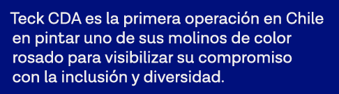Teck CDA es la primera operación en Chile en pintar uno de sus molinos de color rosado para visibilizar su compromiso   