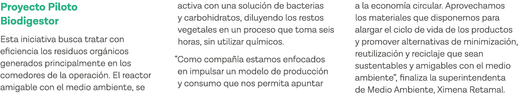 Proyecto Piloto Biodigestor Esta iniciativa busca tratar con eficiencia los residuos orgánicos generados principalmen   