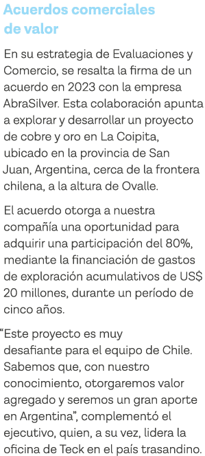 Acuerdos comerciales de valor En su estrategia de Evaluaciones y Comercio, se resalta la firma de un acuerdo en 2023    