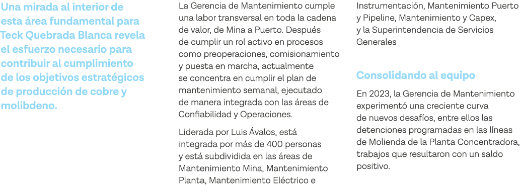 Una mirada al interior de esta área fundamental para Teck Quebrada Blanca revela el esfuerzo necesario para contribui   