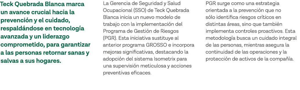 Teck Quebrada Blanca marca un avance crucial hacia la prevención y el cuidado, respaldándose en tecnología avanzada y   