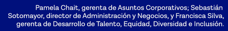 Pamela Chait, gerenta de Asuntos Corporativos; Sebastián Sotomayor, director de Administración y Negocios, y Francisc   