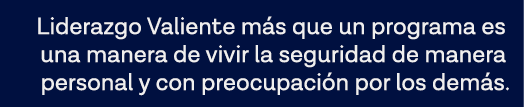 Liderazgo Valiente más que un programa es una manera de vivir la seguridad de manera personal y con preocupación por    