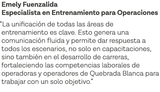Emely Fuenzalida Especialista en Entrenamiento para Operaciones  La unificación de todas las áreas de entrenamiento e   